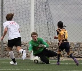 Soccer goalie making save