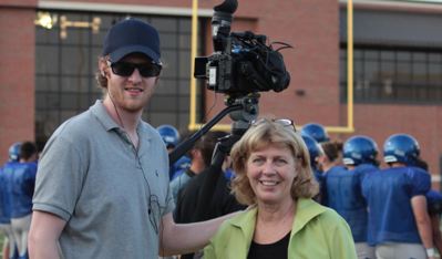 Taylor Lench and Brooke de Lench filming The Smartest Team documentary