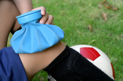 Ice bag on a player's knee