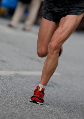 Marathon runners legs