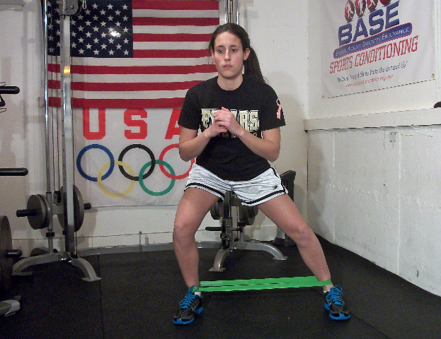 Athlete using mini resistance bands