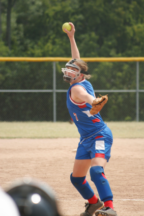 Softball pitcher winds up