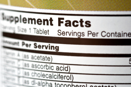 Supplement facts label