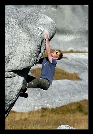 Taylor rock climbing in South Africa