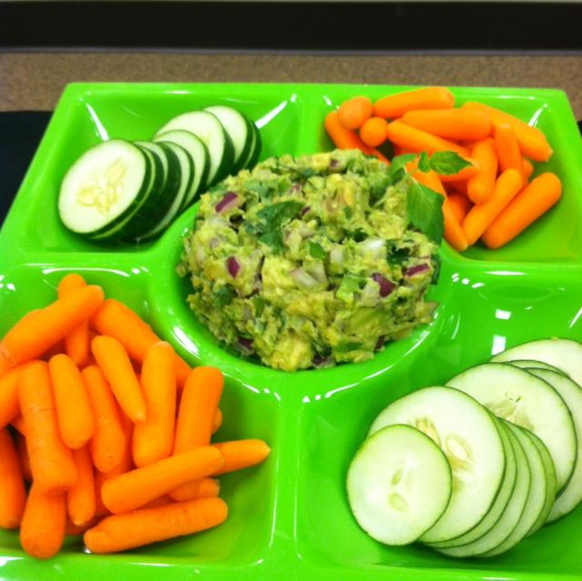 Guacamole and cut vegetables