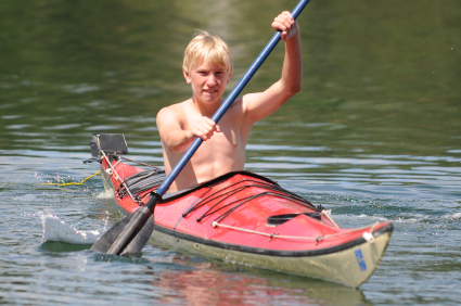 Boy kayaking