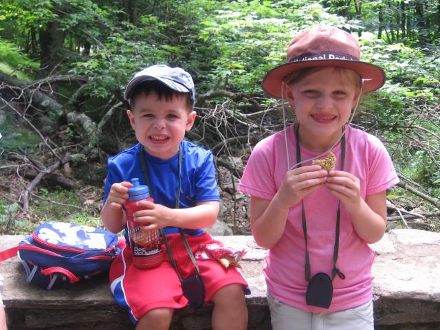 William and Madison Alt snacking on the trail